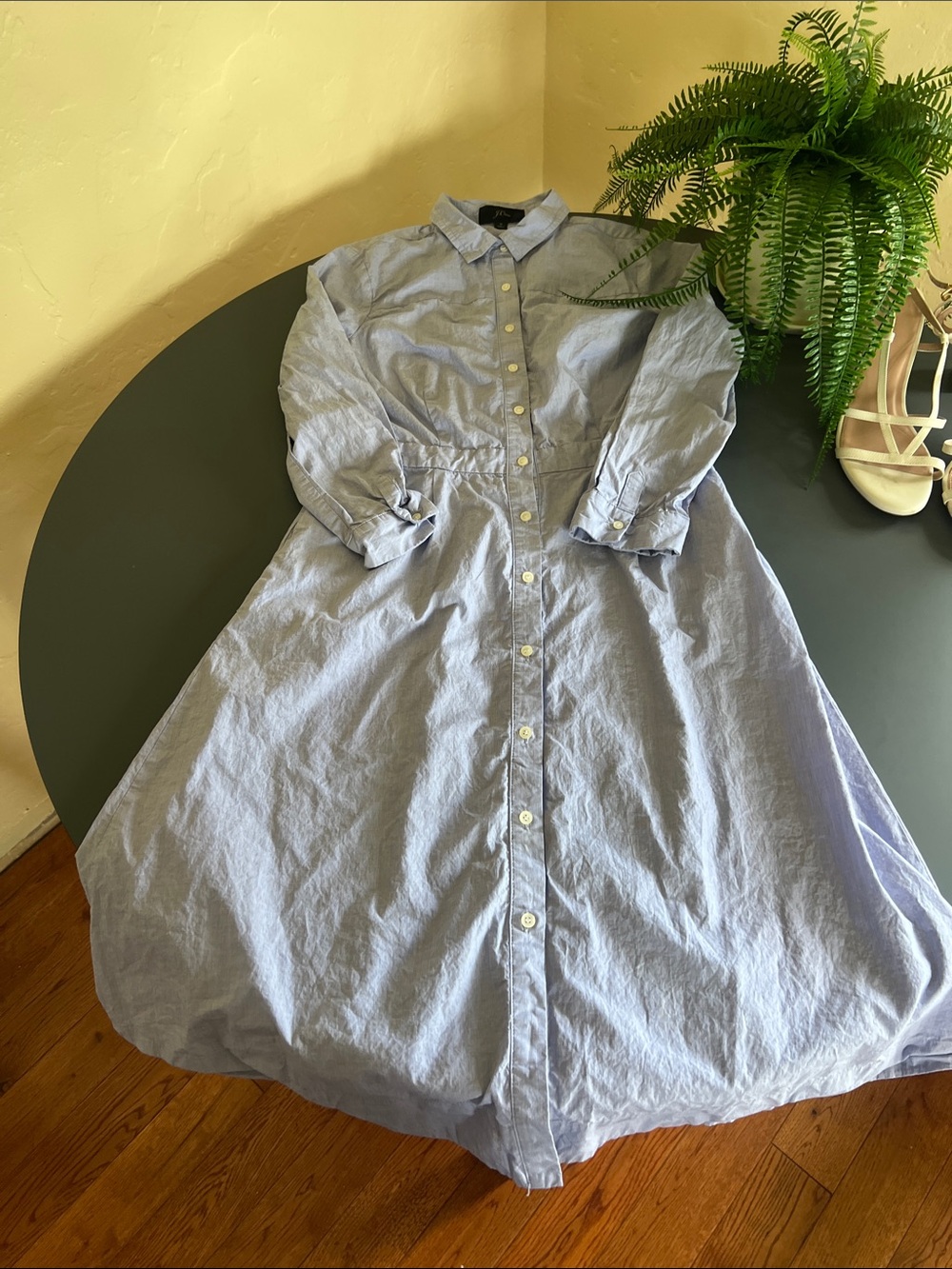 J. Crew Light Blue Long-Sleeve Button-Front Shirt Dress